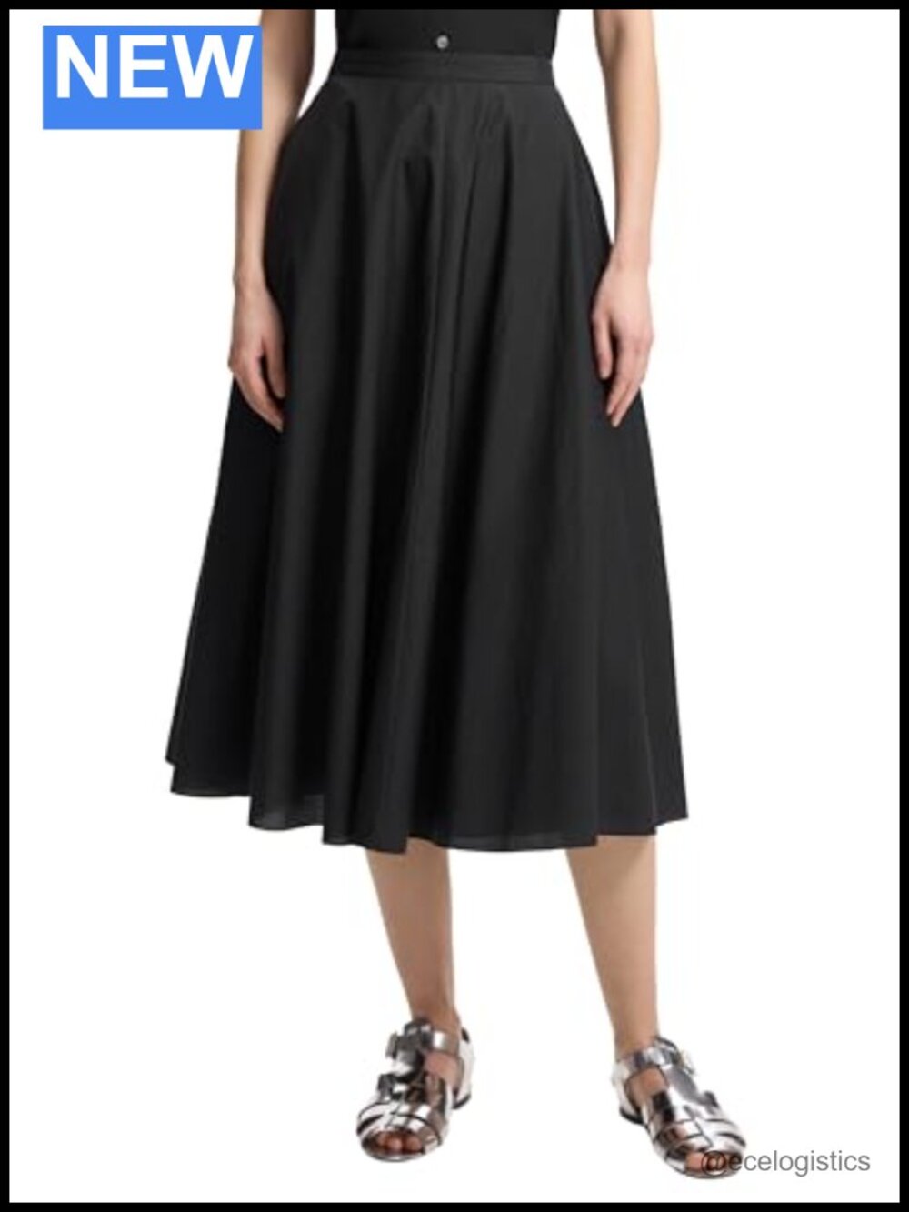 Theory High Waist Full Circle Midi Skirt Cotton Recycled Nylon Pull-On